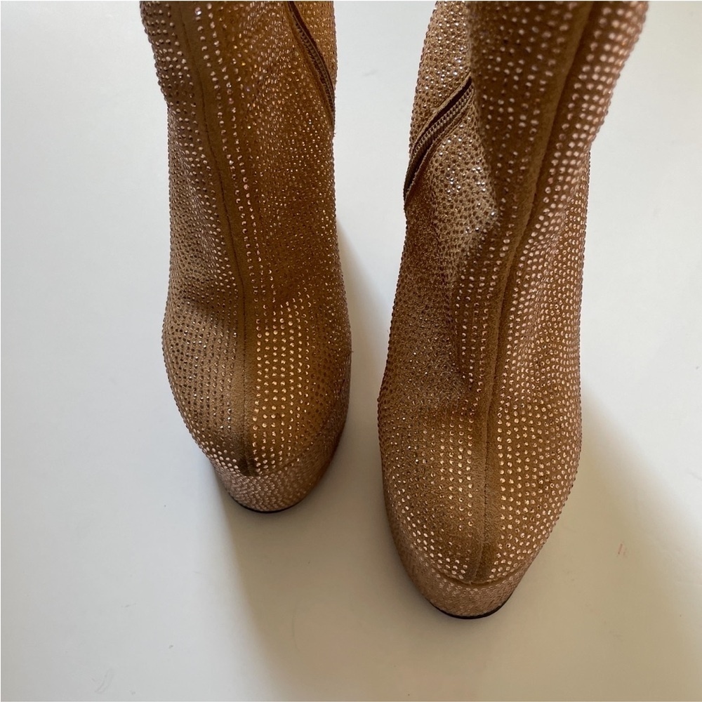 Gold Rhinestone Platform High Heels - Picture 10 of 14